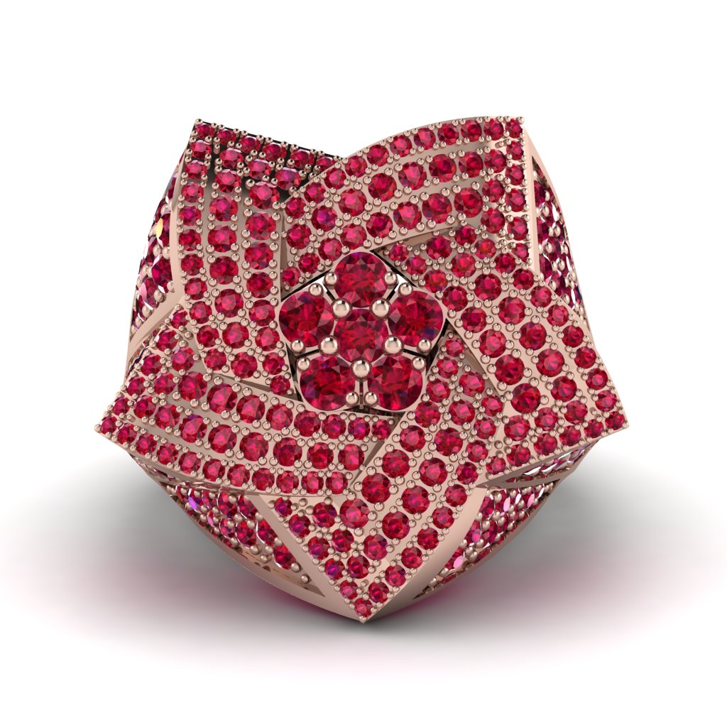 Natural Rubys Men's Star Fashion Ring - Toby No. 11