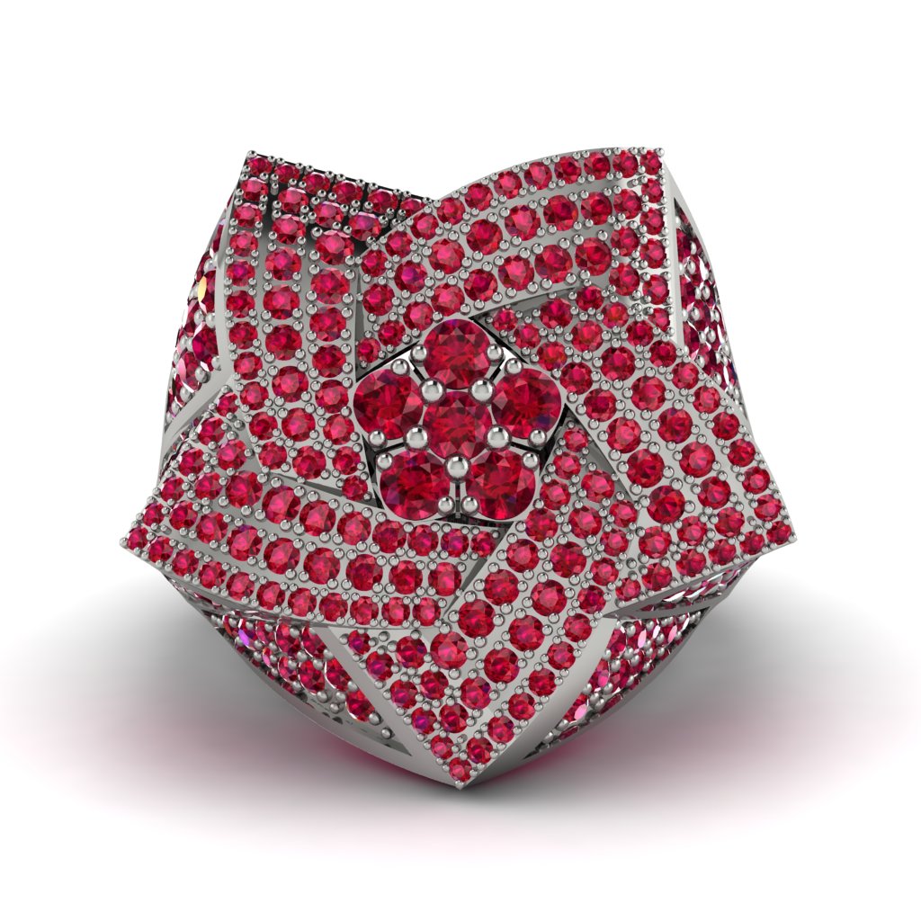 Natural Rubys Men's Star Fashion Ring - Toby No. 12