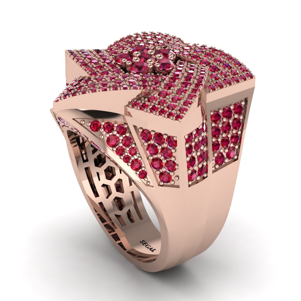 Natural Rubys Men's Star Fashion Ring - Toby No. 11
