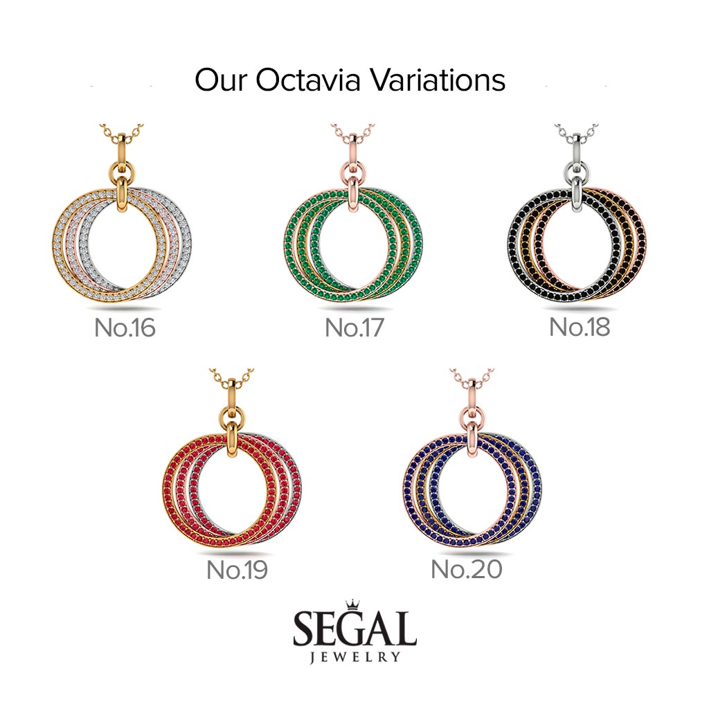 Three Circle Necklace With Ruby - Octavia No. 10