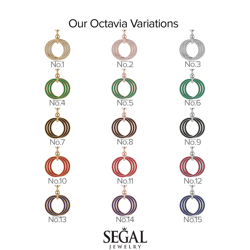 Three Circle Necklace With Black Diamond - Octavia No. 7