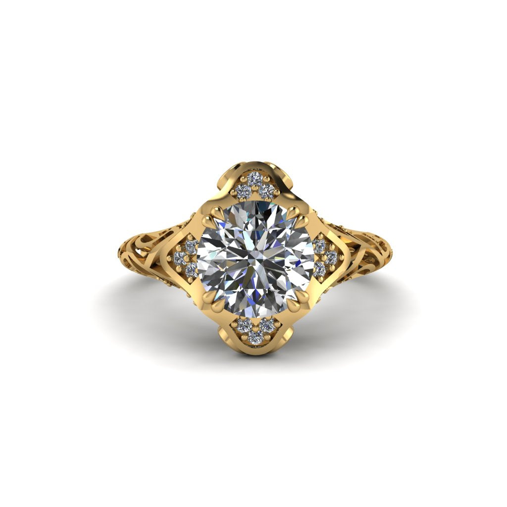Diamond Ornate Filigree Engagement Ring - Evie No. 1