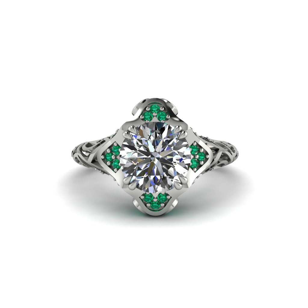 Diamond Ornate Filigree Engagement Ring - Evie No. 18