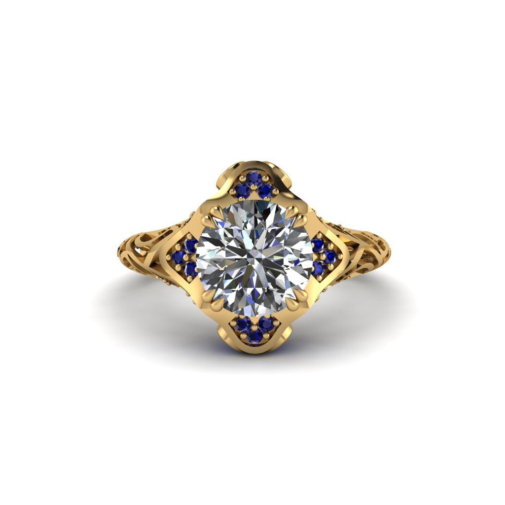 Diamond Ornate Filigree Engagement Ring - Evie No. 61