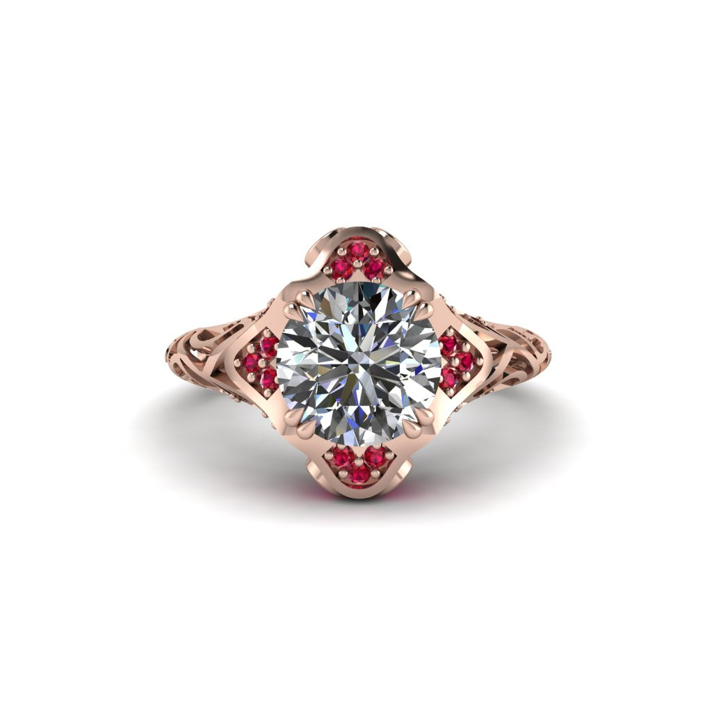 Diamond Ornate Filigree Engagement Ring - Evie No. 47