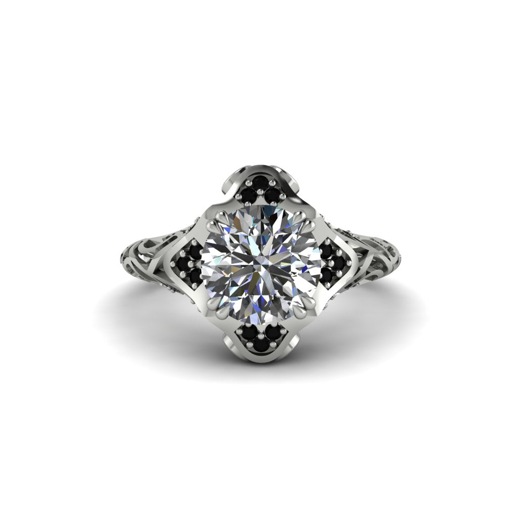 Diamond Ornate Filigree Engagement Ring - Evie No. 33