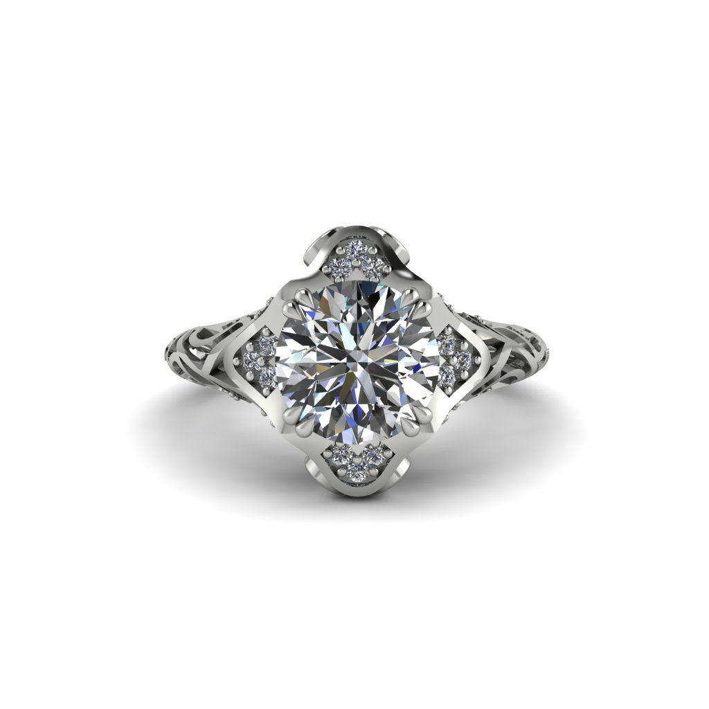 Diamond Ornate Filigree Engagement Ring - Evie No. 3
