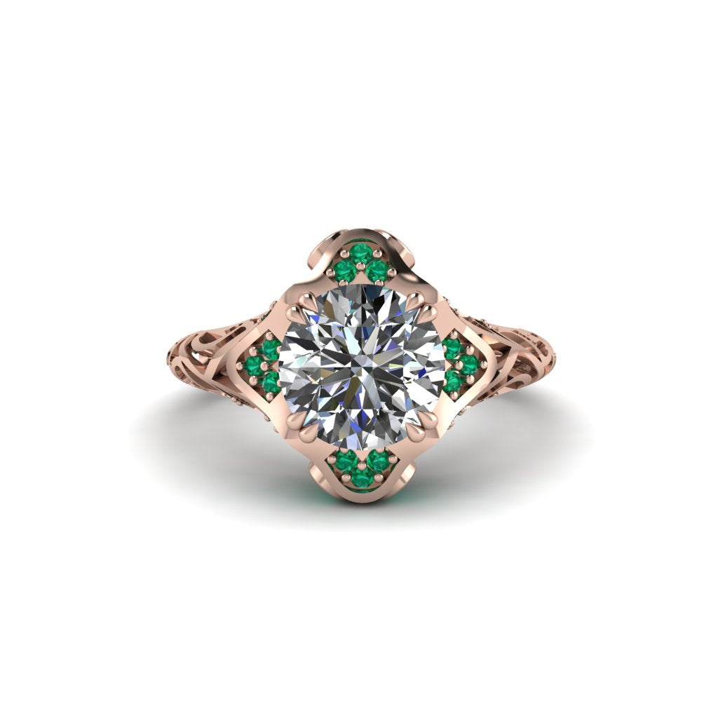 Diamond Ornate Filigree Engagement Ring - Evie No. 17
