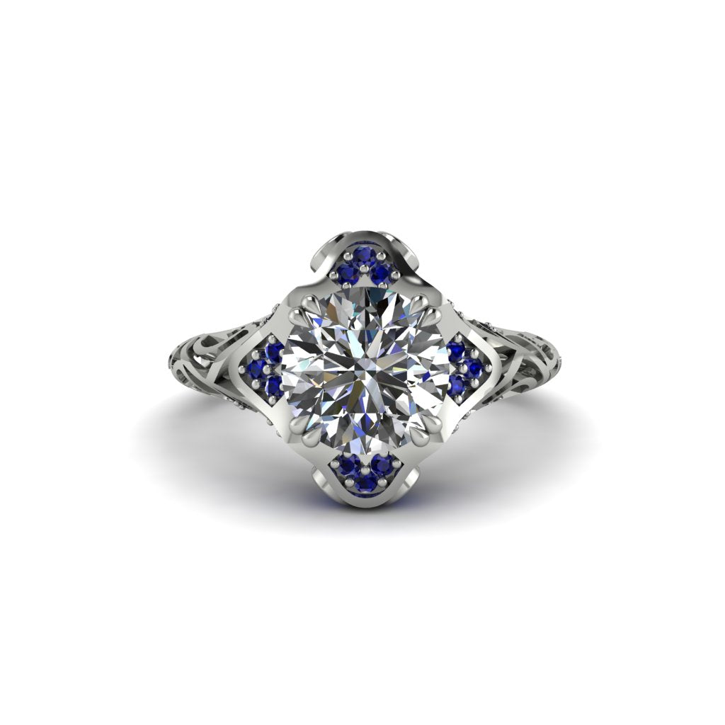 Diamond Ornate Filigree Engagement Ring - Evie No. 63