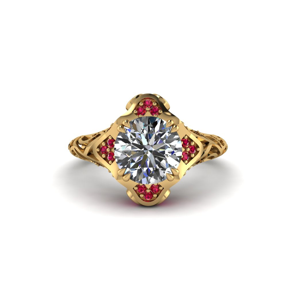 Diamond Ornate Filigree Engagement Ring - Evie No. 46