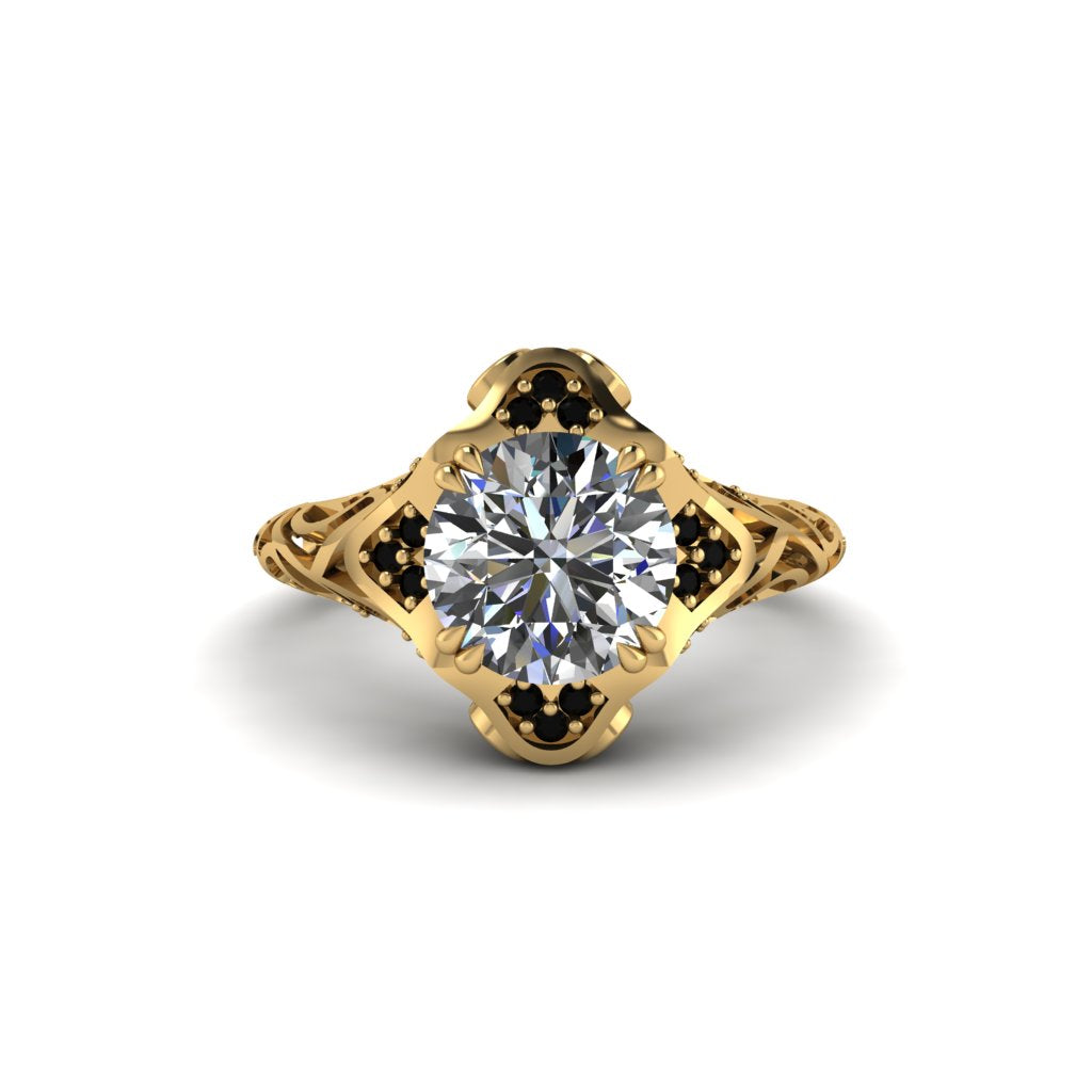 Diamond Ornate Filigree Engagement Ring - Evie No. 31