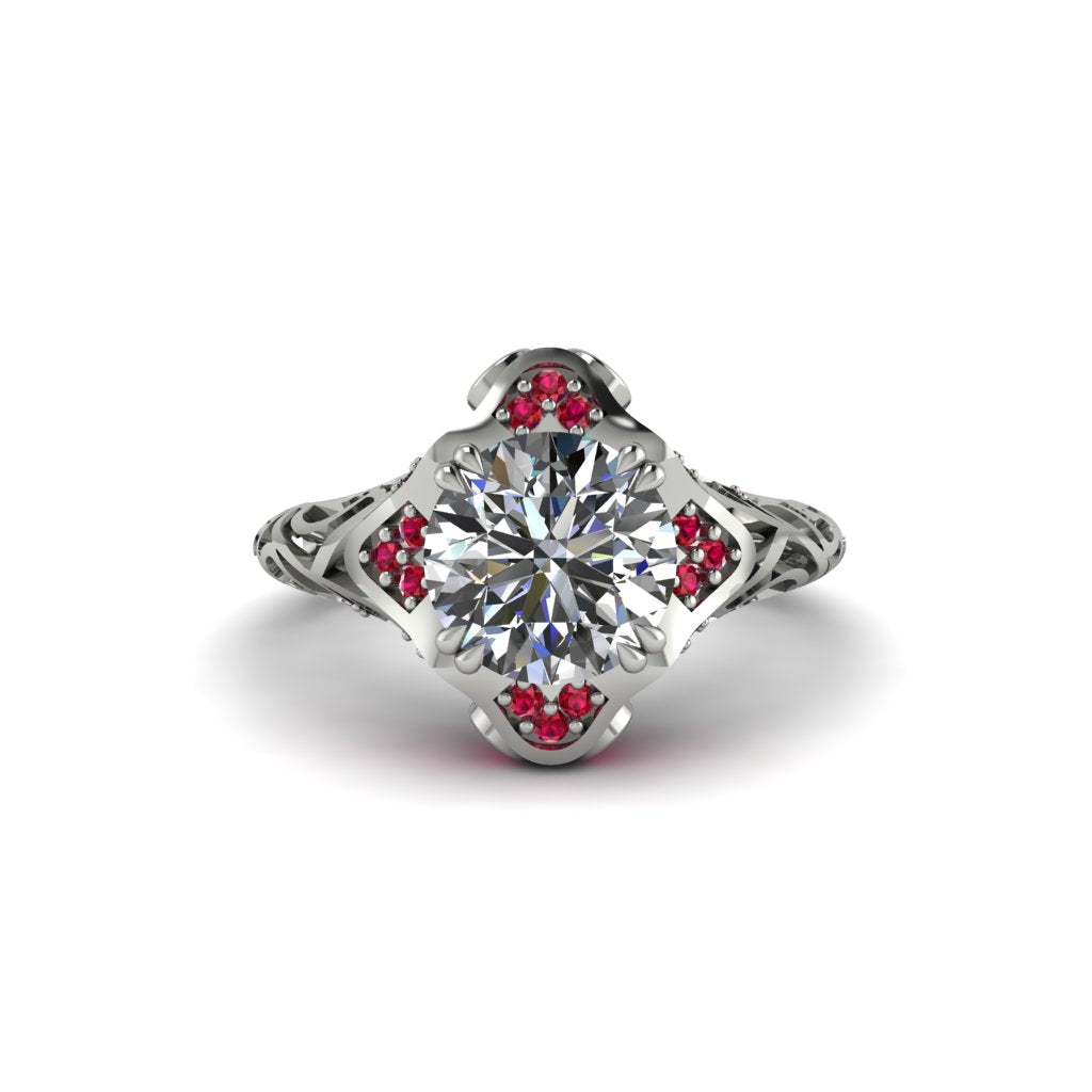 Diamond Ornate Filigree Engagement Ring - Evie No. 48