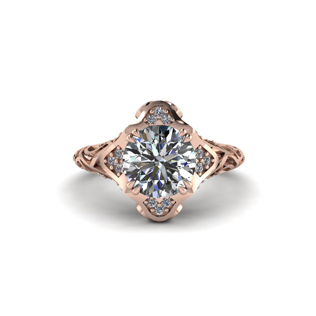 Diamond Ornate Filigree Engagement Ring - Evie No. 2