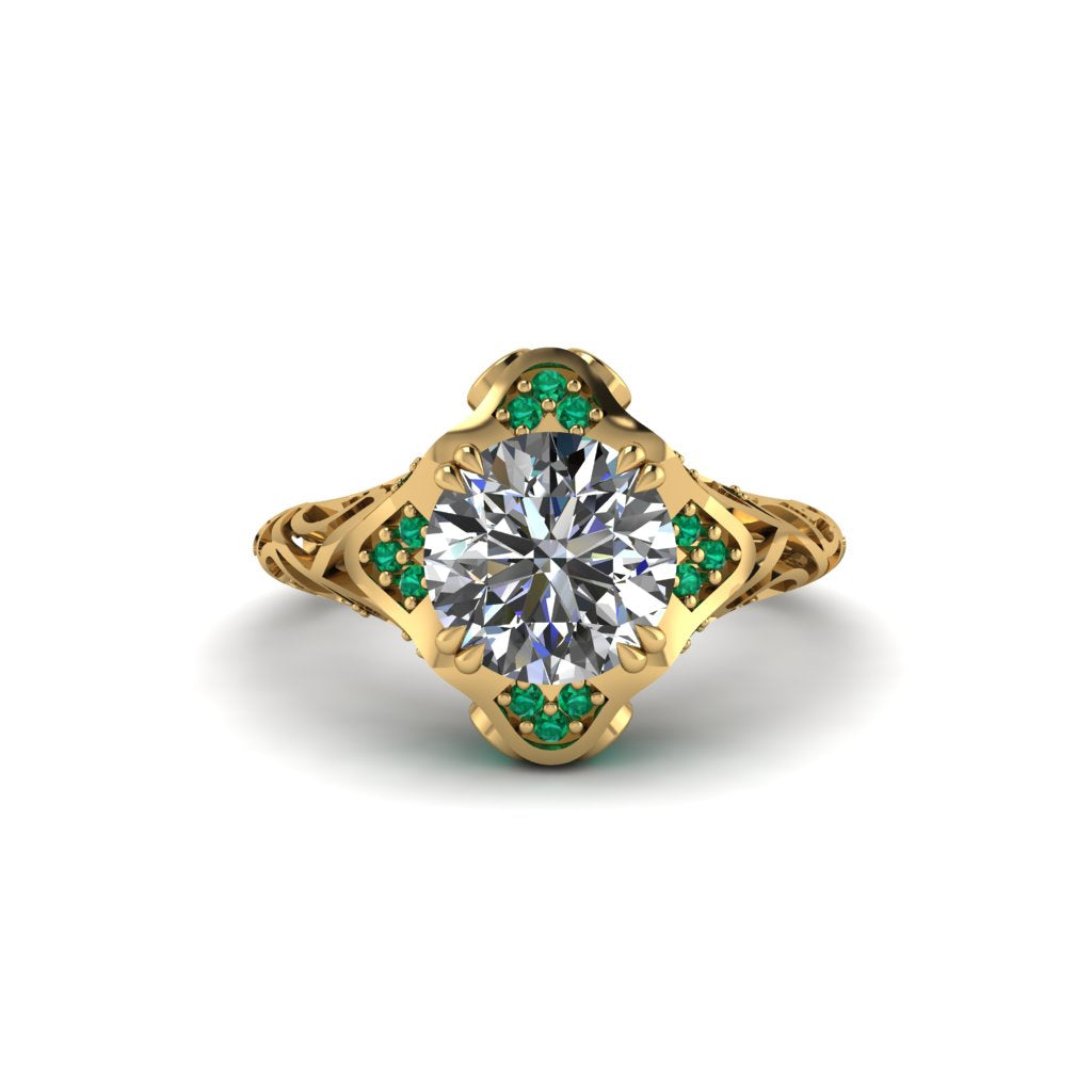 Diamond Ornate Filigree Engagement Ring - Evie No. 16