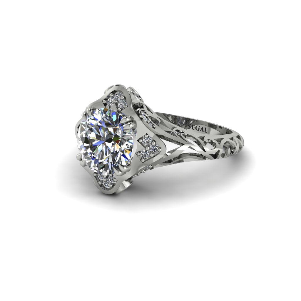Diamond Ornate Filigree Engagement Ring - Evie No. 3