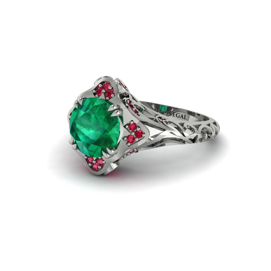 Emerald Ornate Filigree Engagement Ring - Evie No. 51