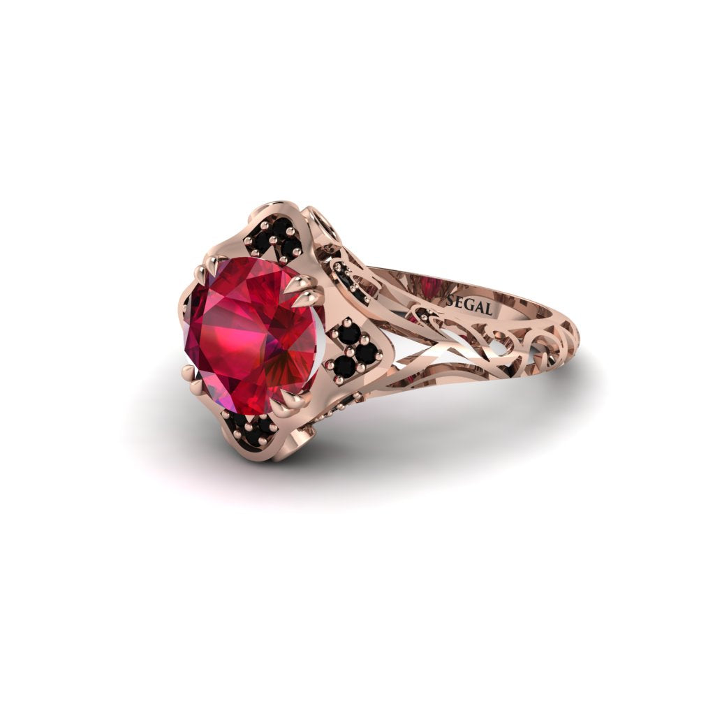 Ruby Ornate Filigree Engagement Ring - Evie No. 41