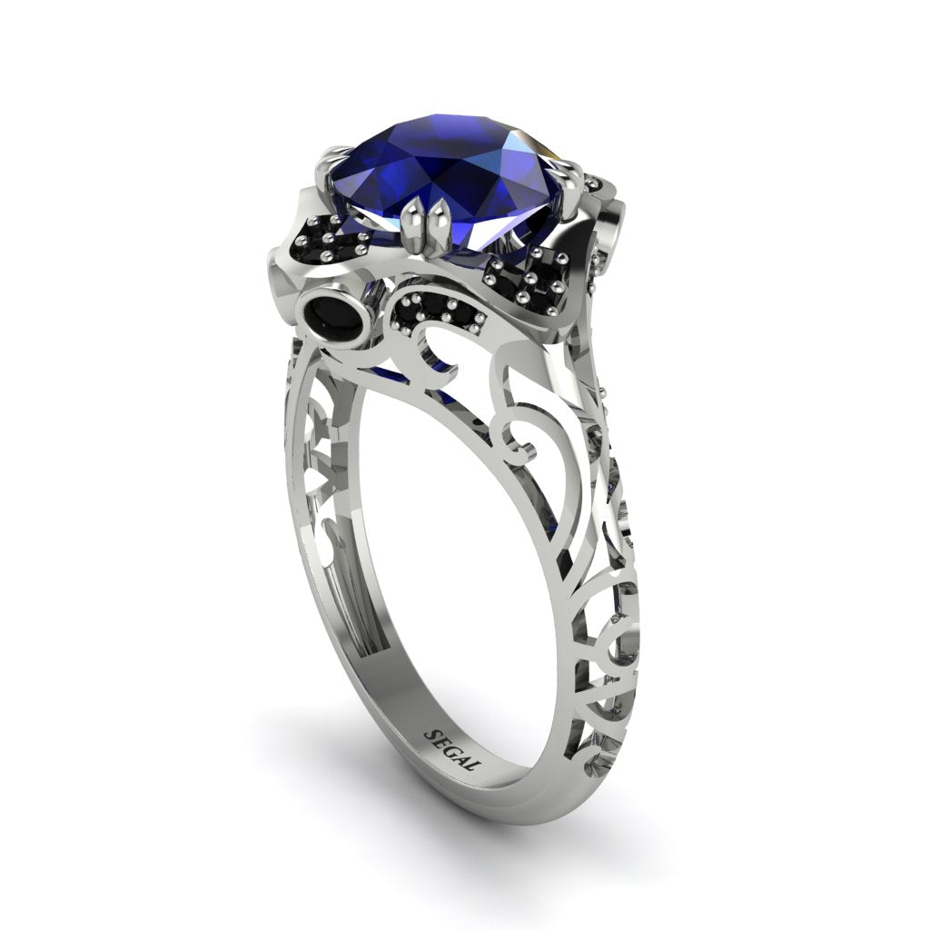Sapphire Ornate Filigree Engagement Ring - Evie No. 45