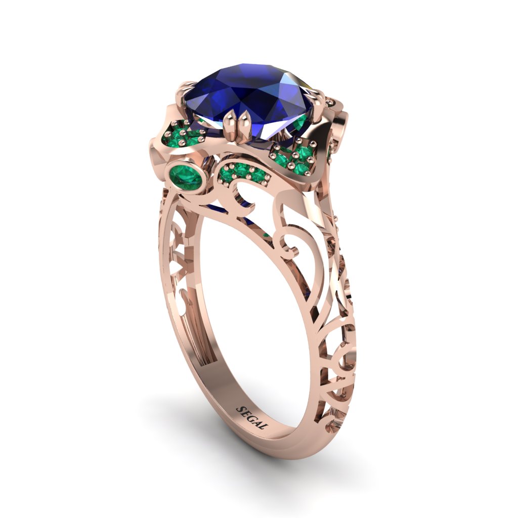 Sapphire Ornate Filigree Engagement Ring - Evie No. 29