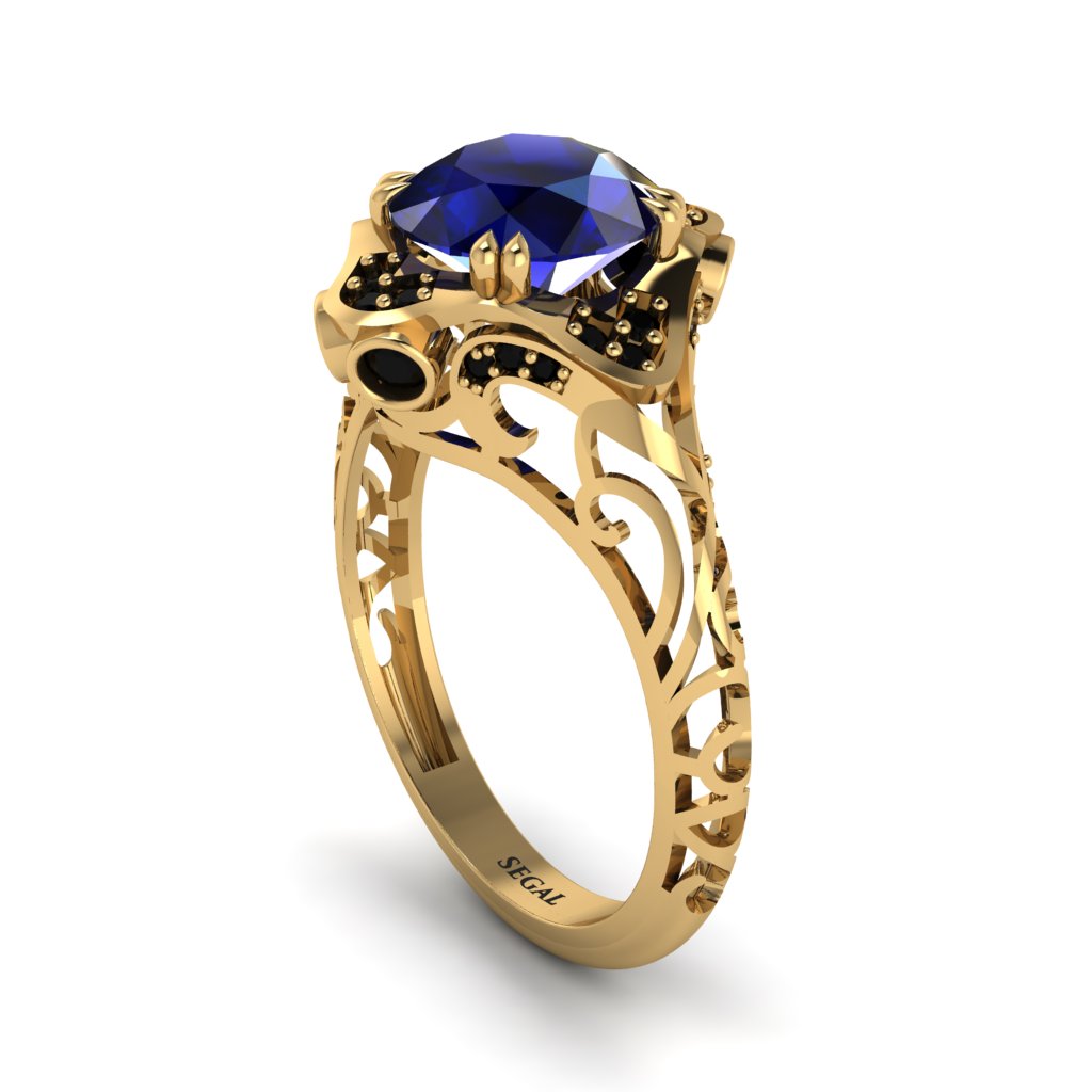 Sapphire Ornate Filigree Engagement Ring - Evie No. 43