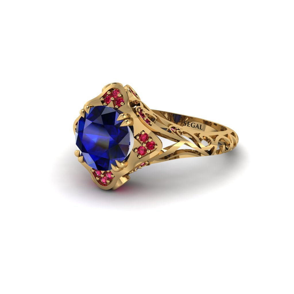 Sapphire Ornate Filigree Engagement Ring - Evie No. 58