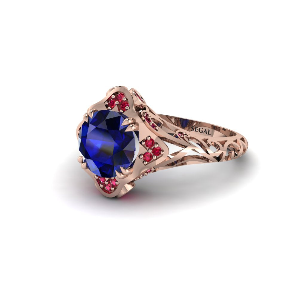 Sapphire Ornate Filigree Engagement Ring - Evie No. 59