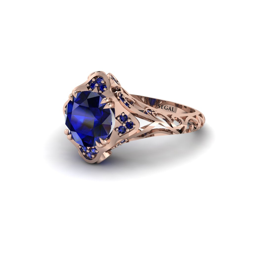 Sapphire Ornate Filigree Engagement Ring - Evie No. 74