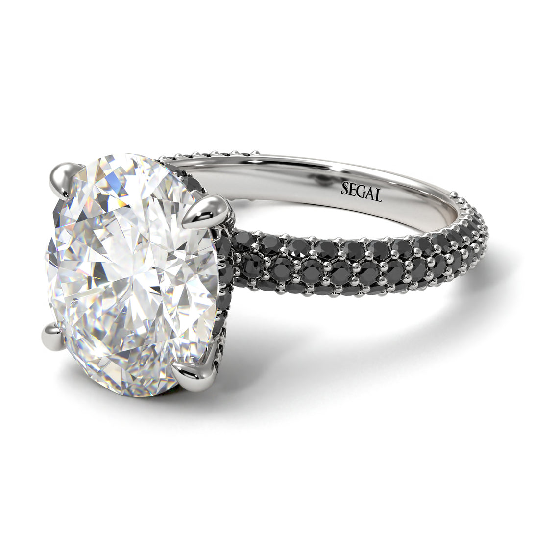 Oval Cut Diamond Classic Pave Engagement Ring - Irene No. 33