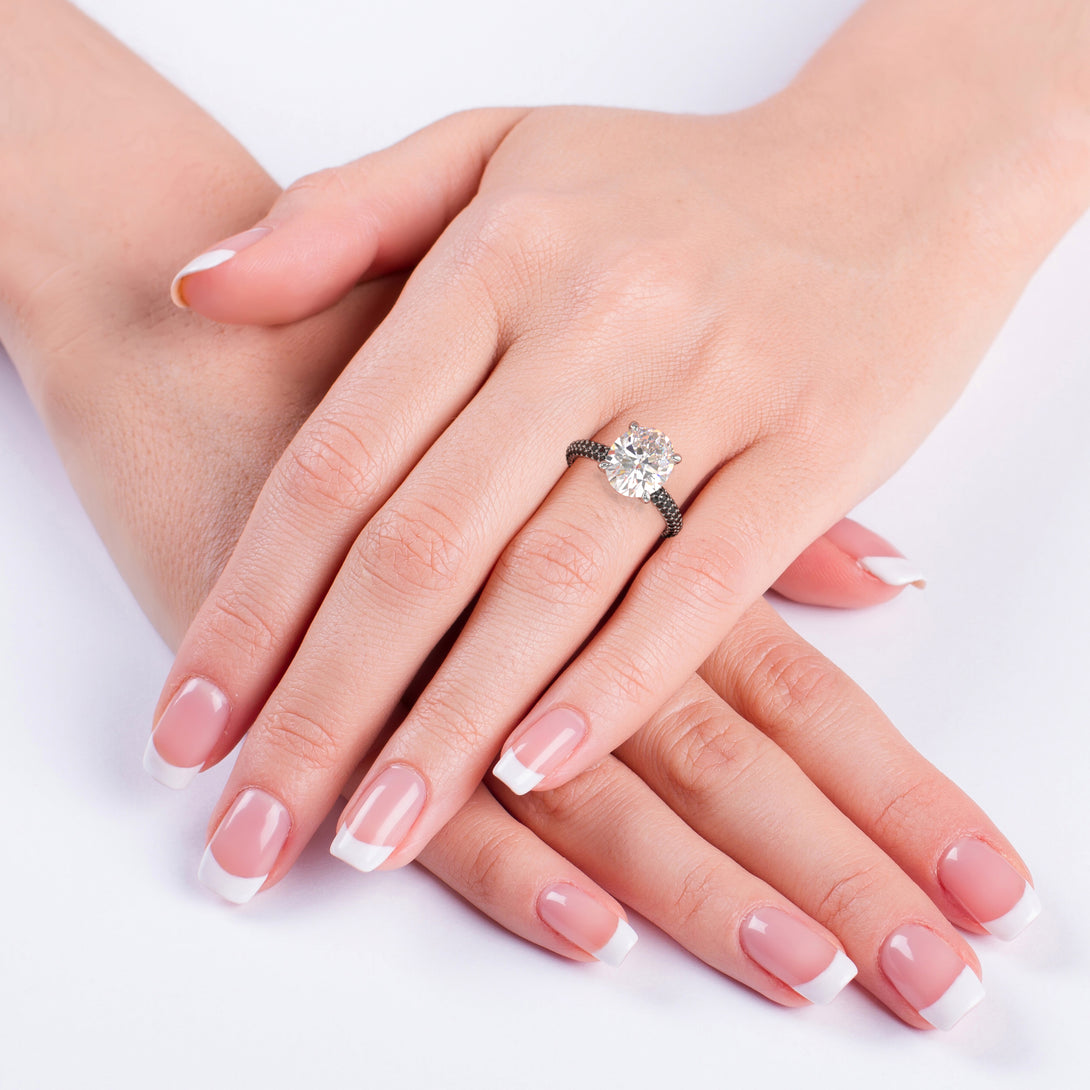 Oval Cut Diamond Classic Pave Engagement Ring - Irene No. 33