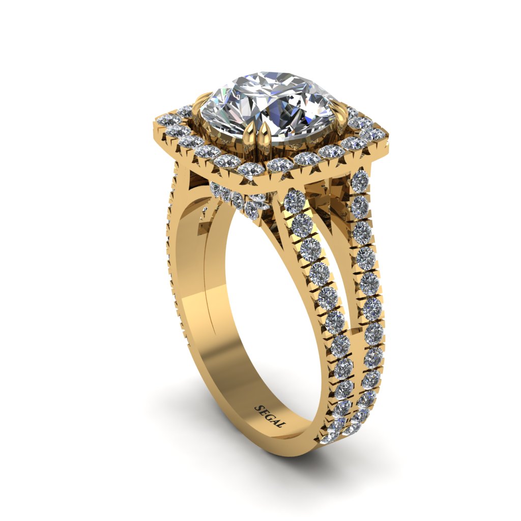Diamond Pave Split Shank Engagement Ring - Averie No. 1