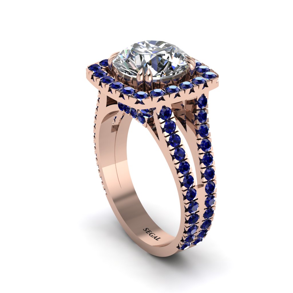 Diamond Pave Split Shank Engagement Ring - Averie No. 62
