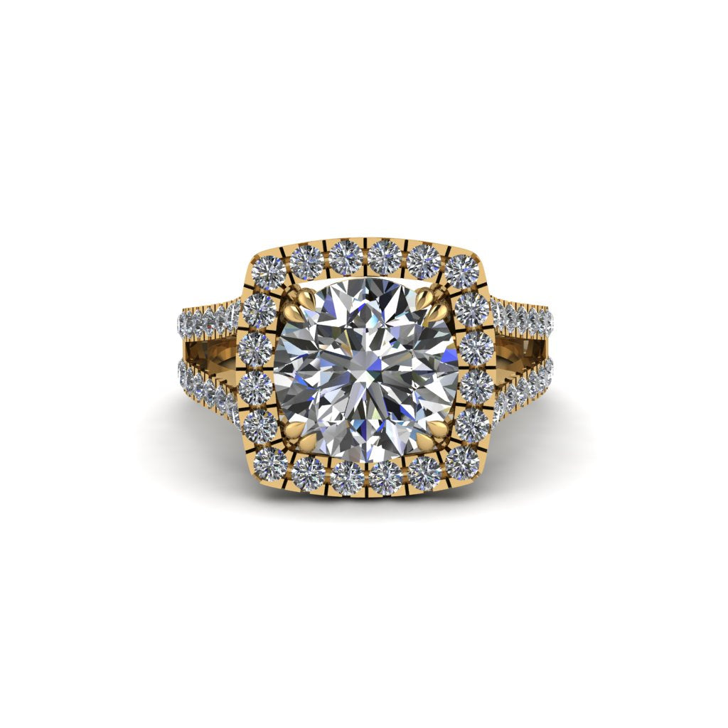 Diamond Pave Split Shank Engagement Ring - Averie No. 1