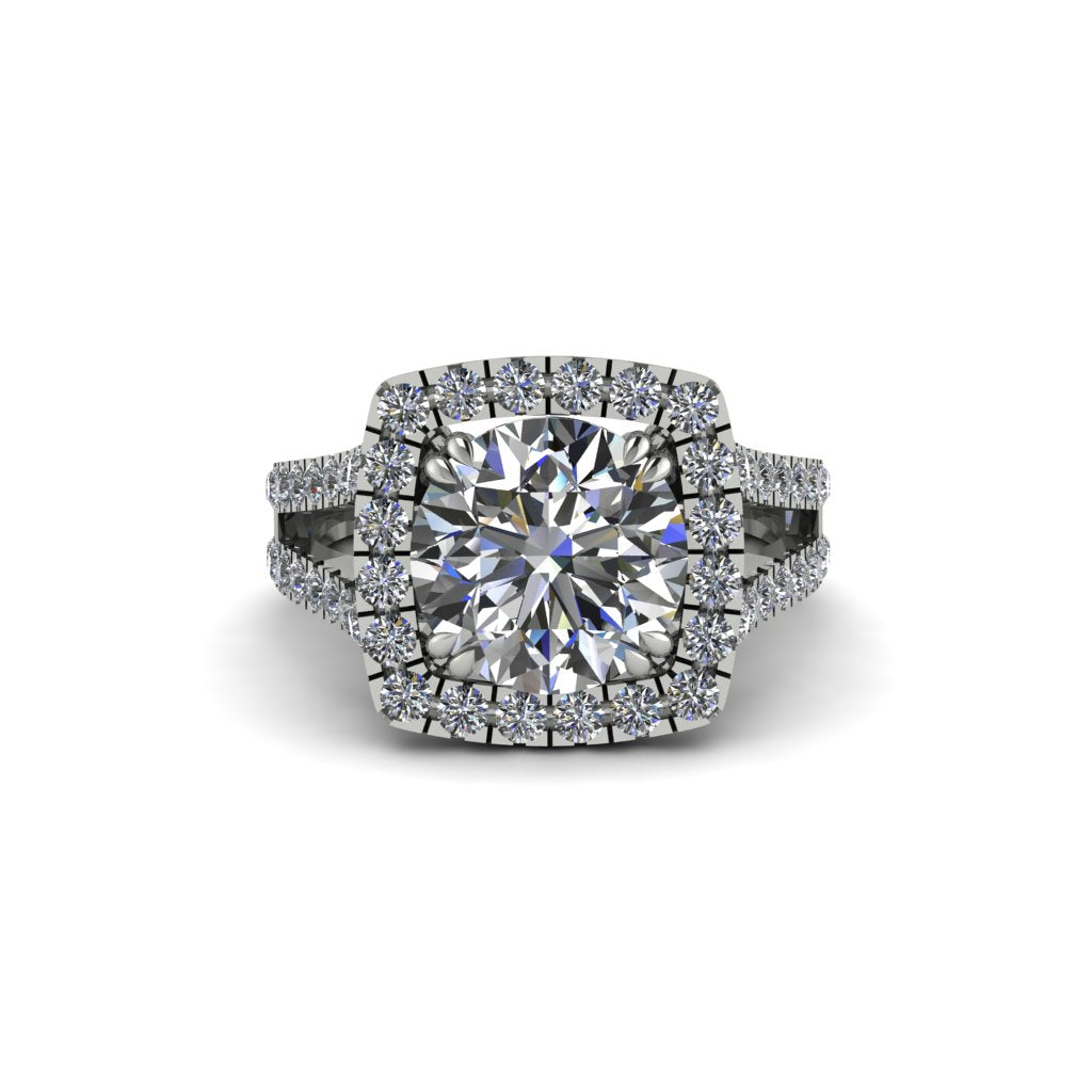 Diamond Pave Split Shank Engagement Ring - Averie No. 3
