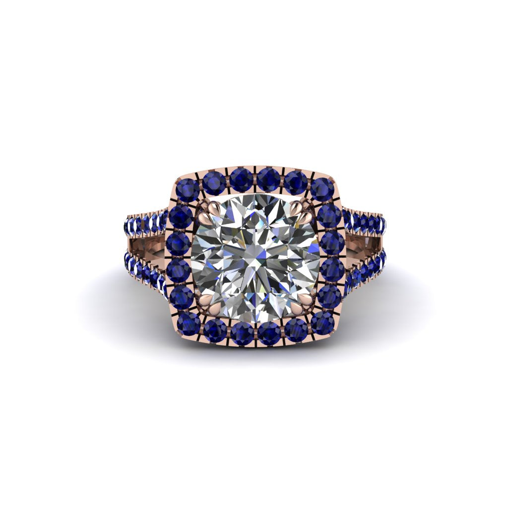 Diamond Pave Split Shank Engagement Ring - Averie No. 62
