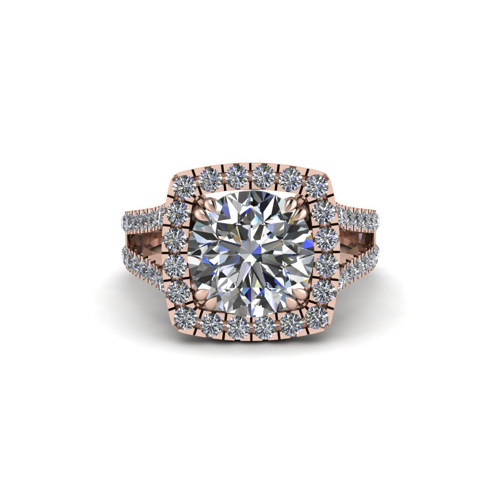 Diamond Pave Split Shank Engagement Ring - Averie No. 2