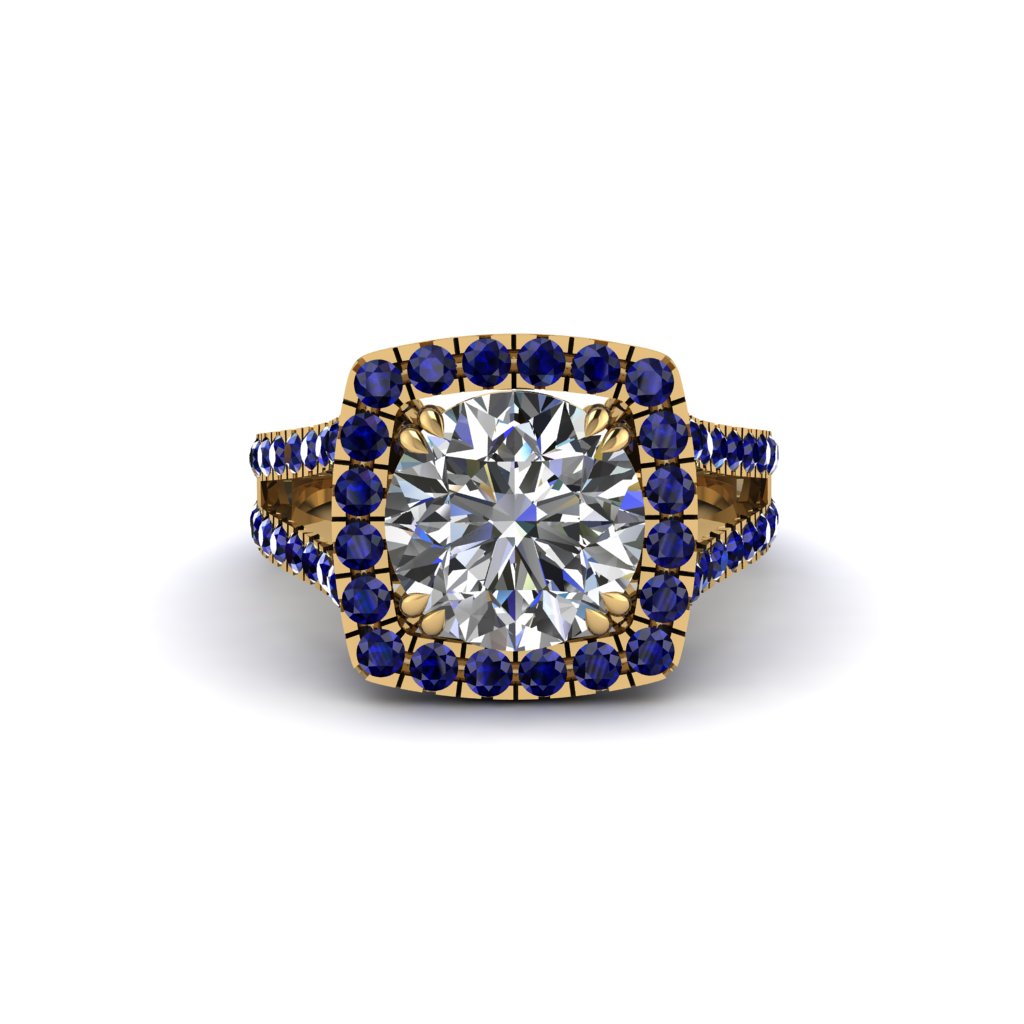 Diamond Pave Split Shank Engagement Ring - Averie No. 61