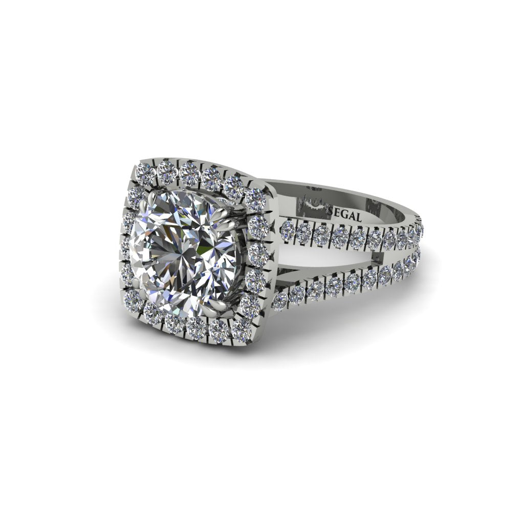 Diamond Pave Split Shank Engagement Ring - Averie No. 3