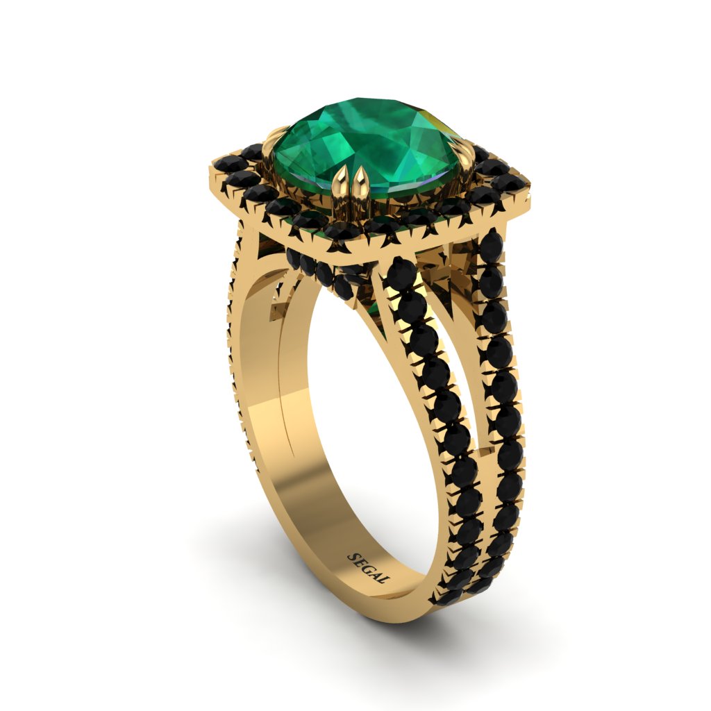 Emerald Pave Split Shank Engagement Ring - Averie No. 34
