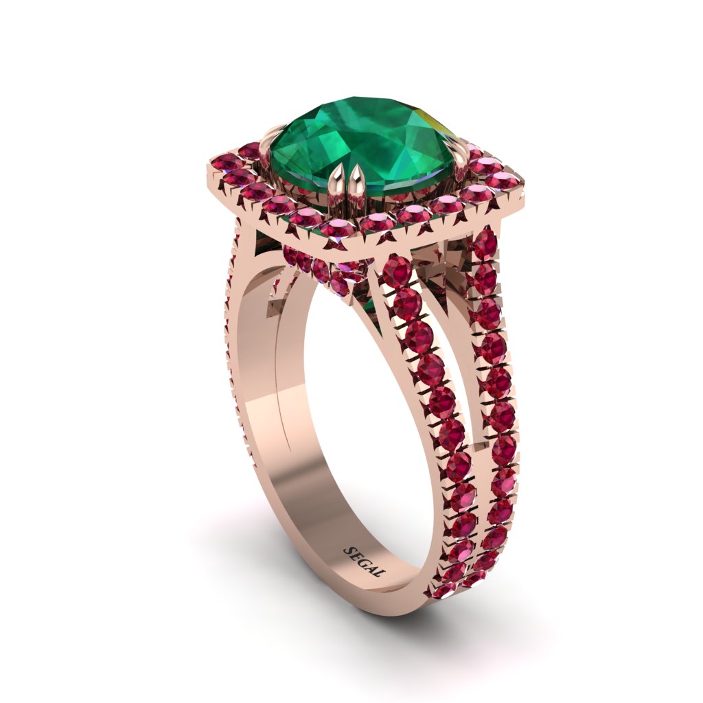Emerald Pave Split Shank Engagement Ring - Averie No. 50