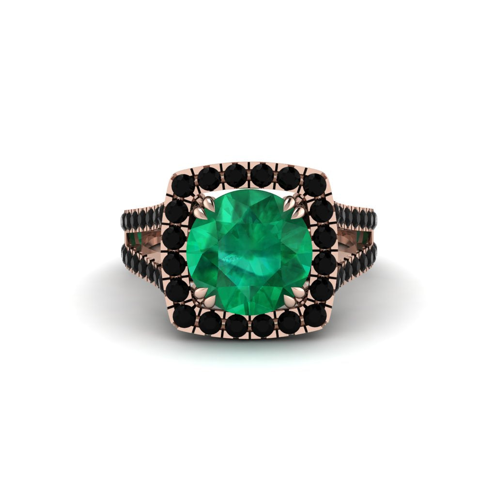 Emerald Pave Split Shank Engagement Ring - Averie No. 35