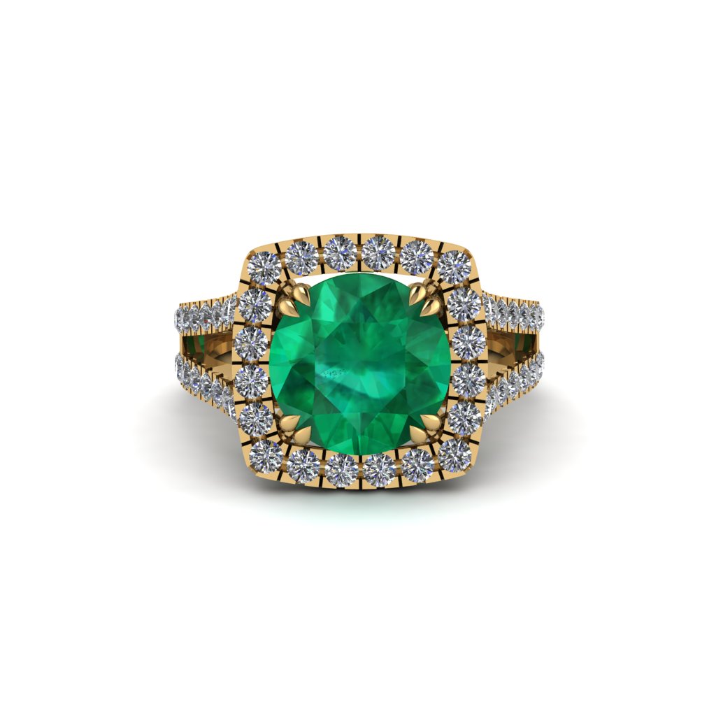 Emerald Pave Split Shank Engagement Ring - Averie No. 4