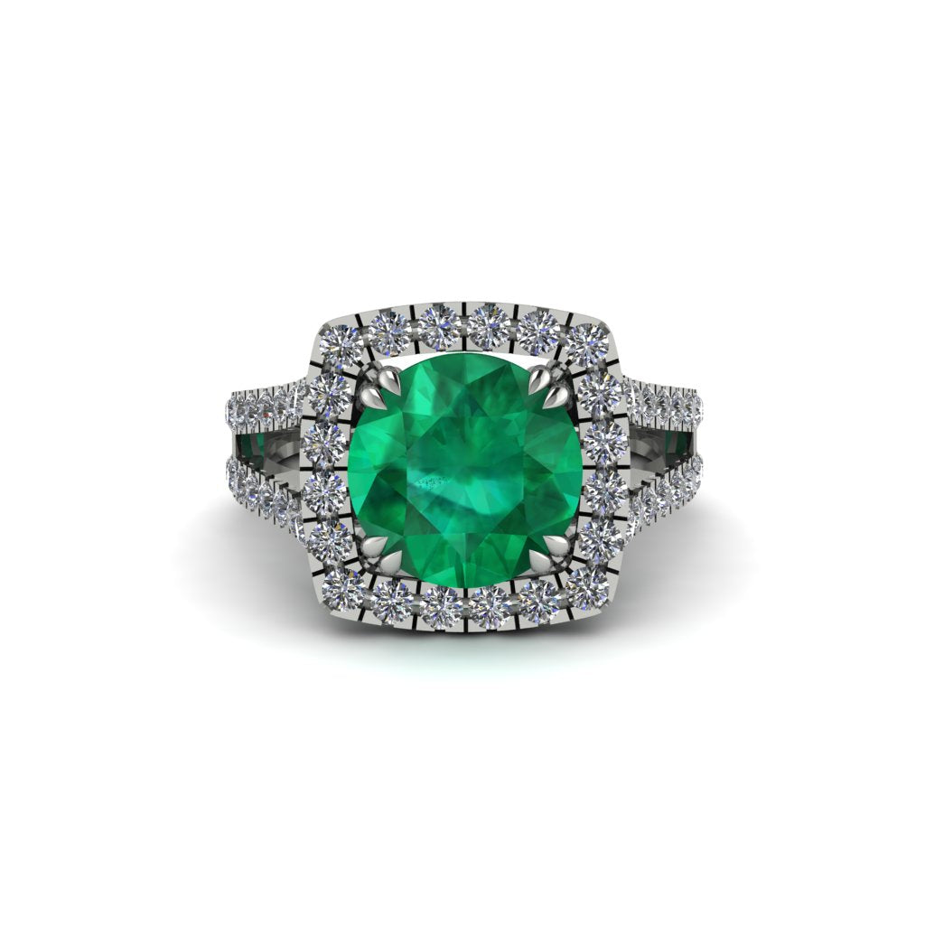 Emerald Pave Split Shank Engagement Ring - Averie No. 6