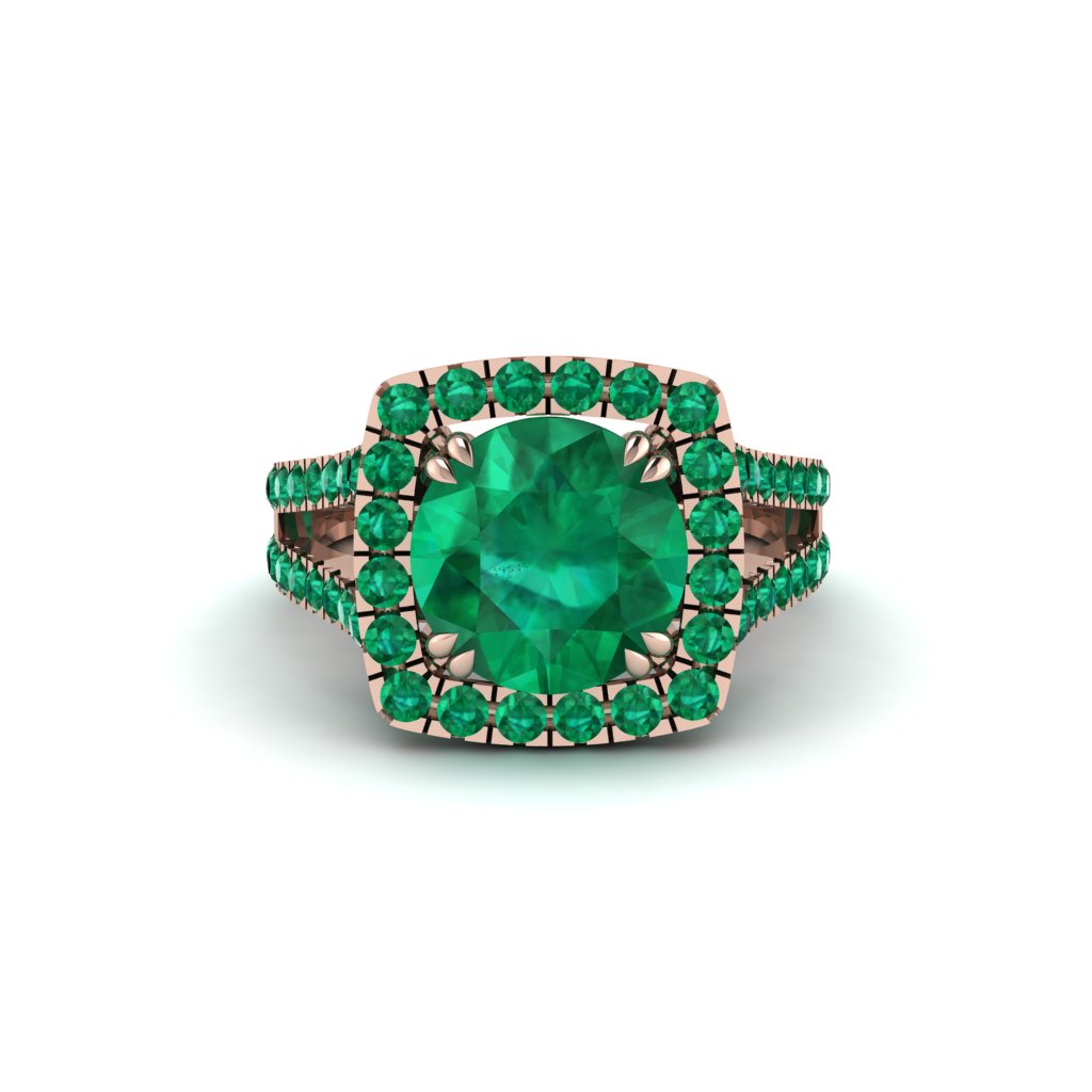 Emerald Pave Split Shank Engagement Ring - Averie No. 20