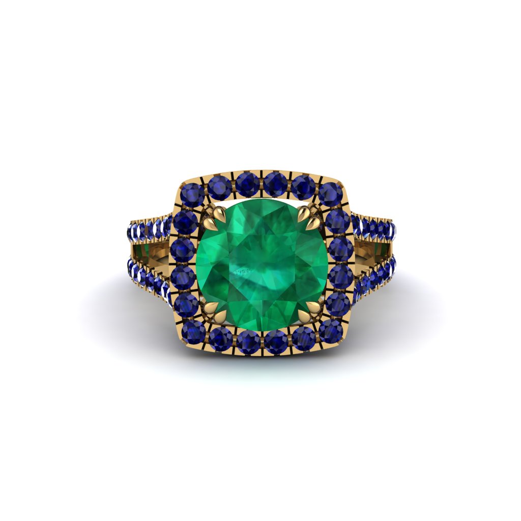 Emerald Pave Split Shank Engagement Ring - Averie No. 64