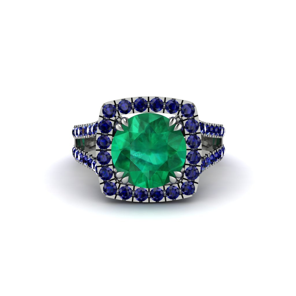 Emerald Pave Split Shank Engagement Ring - Averie No. 66