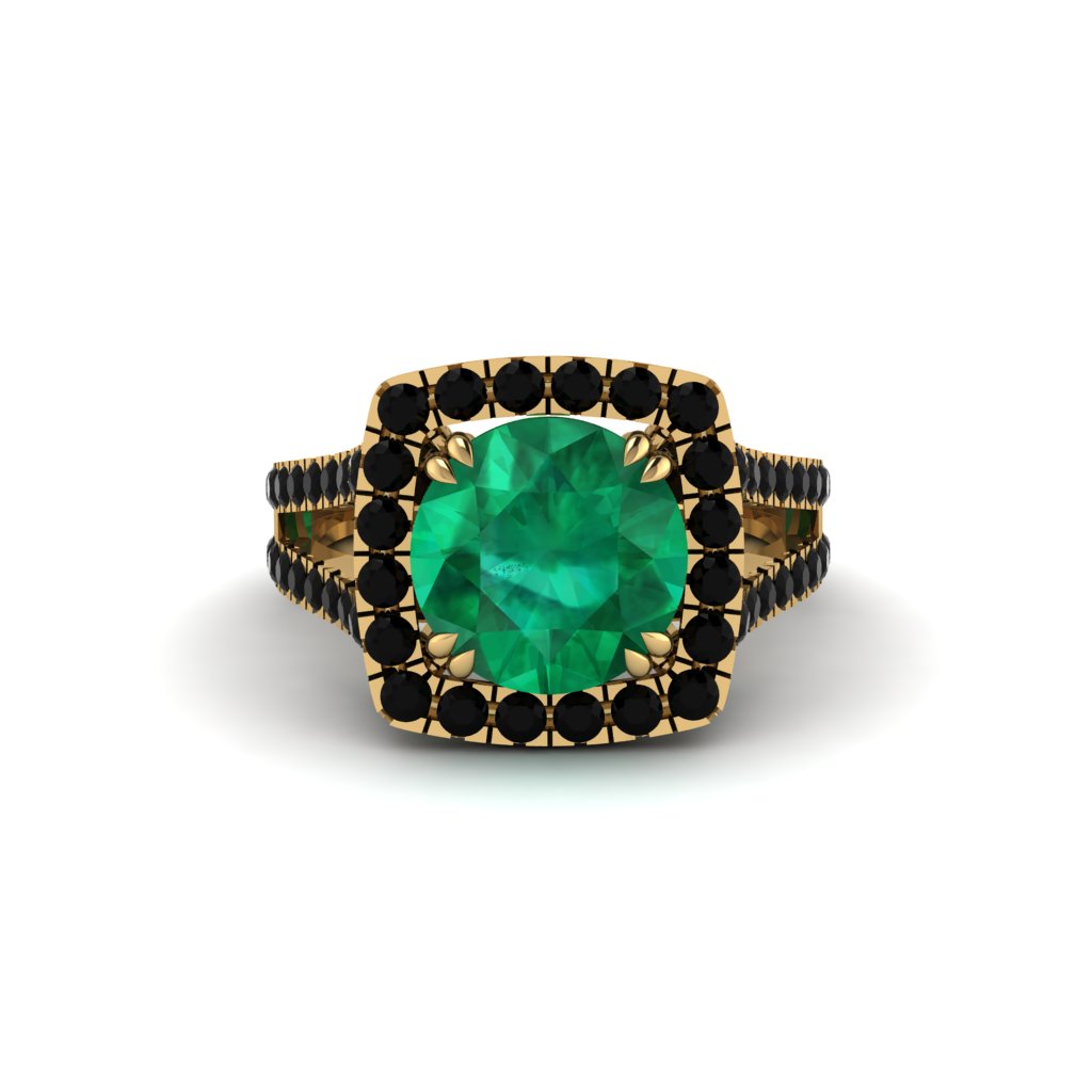 Emerald Pave Split Shank Engagement Ring - Averie No. 34