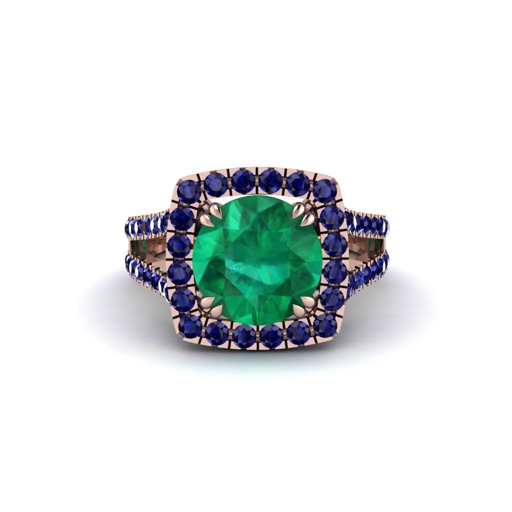 Emerald Pave Split Shank Engagement Ring - Averie No. 65