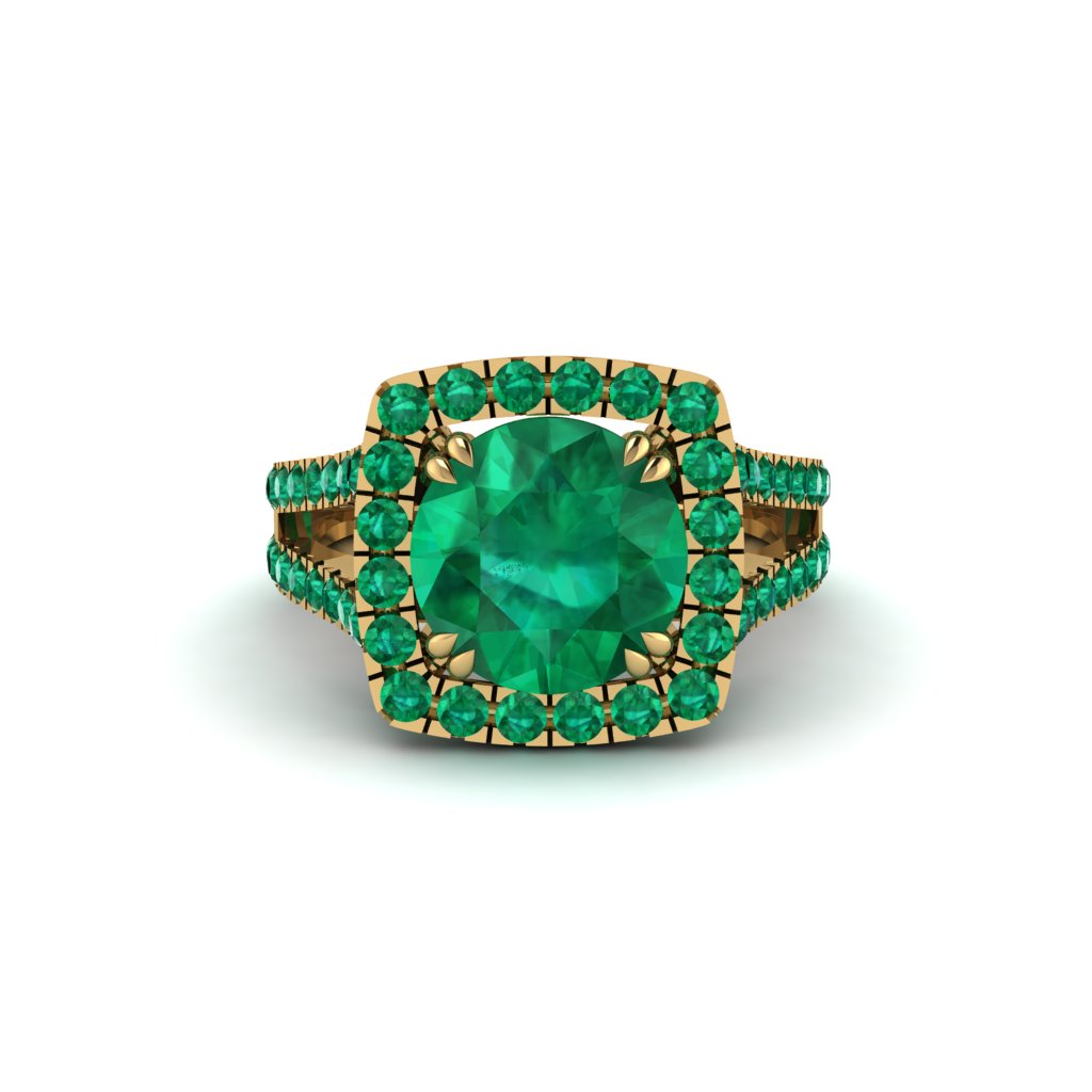 Emerald Pave Split Shank Engagement Ring - Averie No. 19