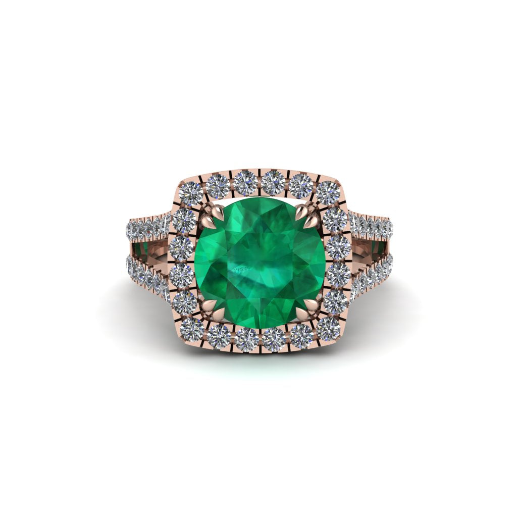 Emerald Pave Split Shank Engagement Ring - Averie No. 5