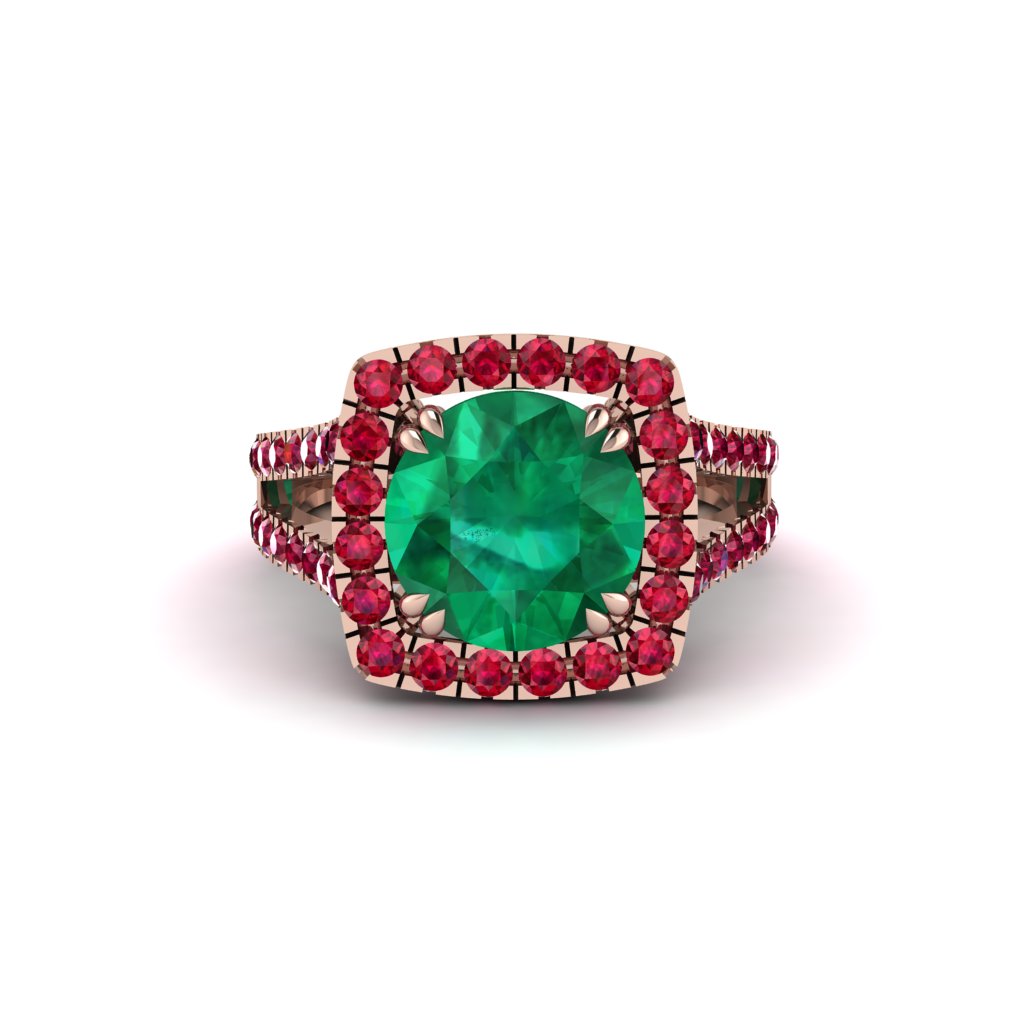 Emerald Pave Split Shank Engagement Ring - Averie No. 50